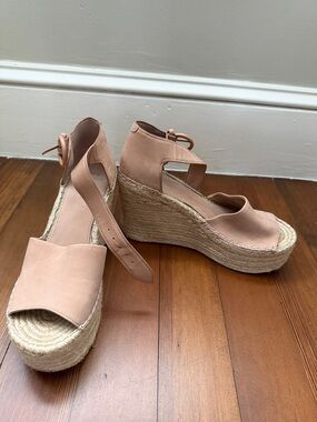Womens Blush Pink Espadrille Wedge Sandals